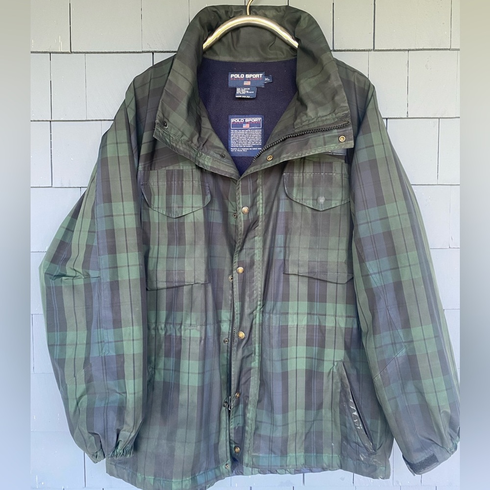 Vintage Polo Ralph Lauren Sport Blackwatch Plaid Lined Badge Field Jacket XL